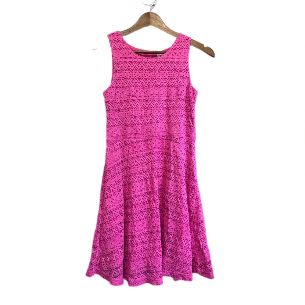 The Children's‎ Place Lace Dress Kids XL 14 Pink Excellent Sleeveless Chevron